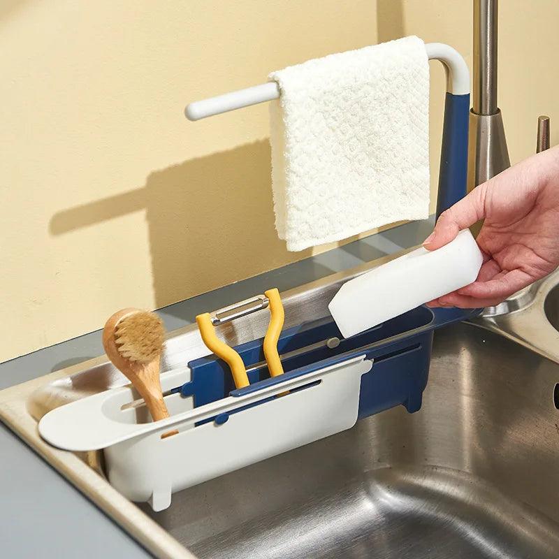 Telescopic Sink Shelf Kitchen Sinks Organizer Soap Sponge Holder Sink Drain Rack Storage Basket Kitchen Gadgets Accessories Tool - Arara Coast